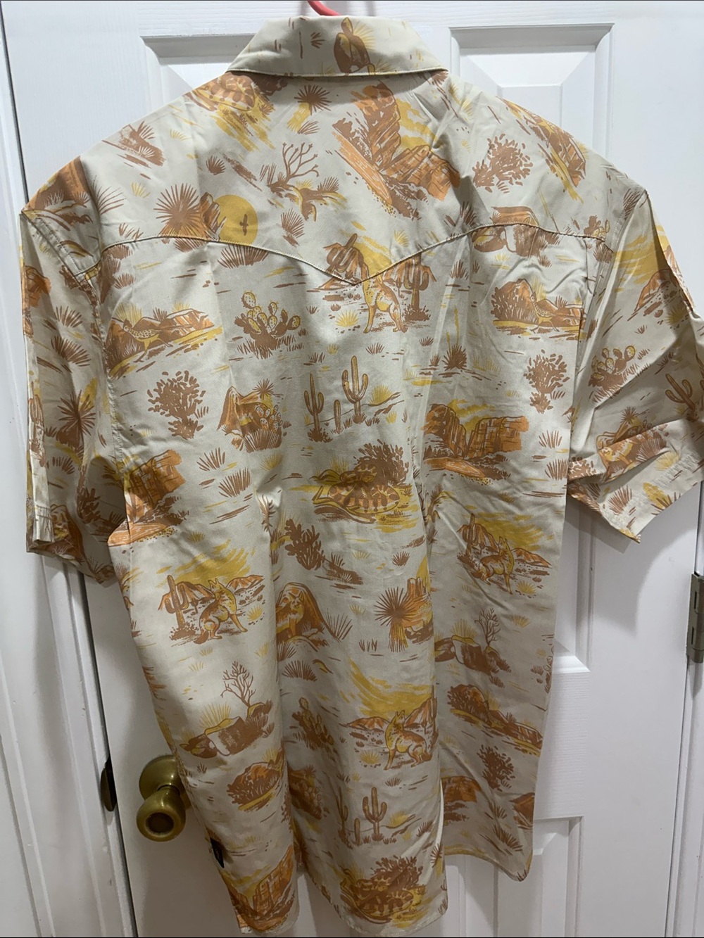 Howler Brothers Beige and Mustard Desert Print Short Sleeve Button-Down - Picture 5 of 5